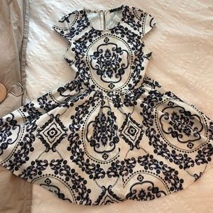 White and Blue Patterned Lulu's Dress